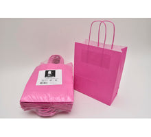 Draagtas fuchsia kraft 18+8x22cm a 50 stuks gedraaid handvat