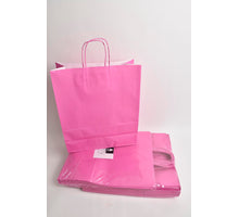 Draagtas Fuchsia kraft 35+14x40cm a 50 stuks gedraaid handv.