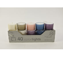 Tray a 40 winterlights kaarsen ass. kleur in kunststof cupje