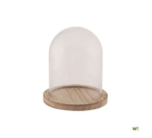 Stolp glas met houten bodem Ø12,5x17cm Transparant