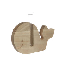 Wood whale with tube 19x2.8x12cm
