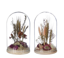 Stolp met droogbloemen 2 assortie - Ø12 h.21 cm - pink/burgundy