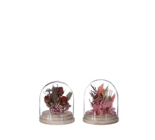 Stolp met droogbloemen 2 assortie - Ø8 h.10 cm - pink/burgundy