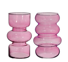 Twin glass vase Ø10 h.18 cm dark pink assorted