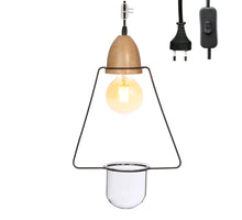 Metal triangle with wood lamp 220V l.28 w.11.5 h.45 cm