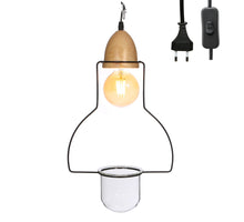 Metal frame lamp with wood lamp 220V l.28 w.11.5 h.45 cm