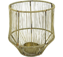 Theelichthouder Vintage metaal goudkleurig 12x12x13 cm