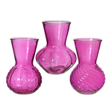 Vaas Kristal glas 3 assortie Ø13 h.18 cm fuchsia