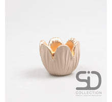 TULIP TEA LIGHT HOLDER CEMENT 8.5X6.5 CM CAMEL