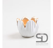 TULIP TEA LIGHT HOLDER CEMENT 8.5X6.5 CM WHITE