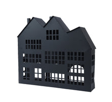 Tea light holder house iron black 44x9x37cm