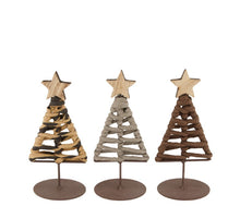 Tree fabric wood on stand 8x8x19.5cm Mixed Nature