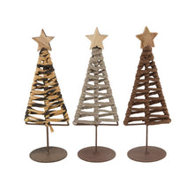 Tree fabric wood on stand 9.5x9.5x27cm Mixed