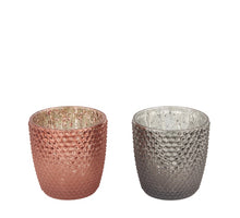 Tealight holder glass Ø7.4x7.5cm 2 Mixed brown