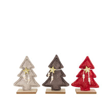 Tree fabric with wooden base 13.5x5x19cm 3 Red mix