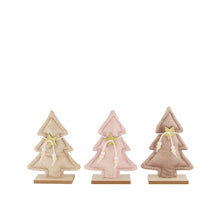 Tree fabric with wooden base 13.5x5x19cm Mixed brown