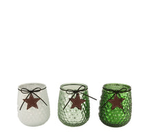 Tealight holder glass ''star'' Ø11x14cm Mixed green