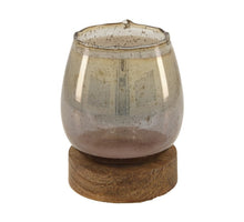 Tealight holder glass 8x9x13cm Grey/Brown