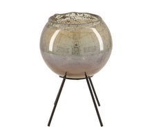 Tealight holder glass 10x10x16cm Grey