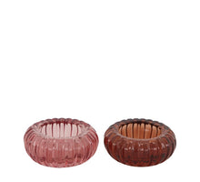 Tealight holder glass Ø8.3x3.5cm Pink mix