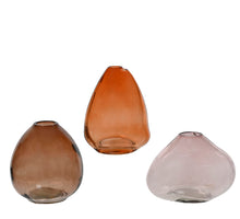 Vaas glas 3 assortie nature H10,5 D9cm