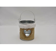 Tealighthldr zinc/glass heart design H9,2/15,5 D8cm
