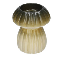 Theelicht Paddenstoel Portcini met lijnen Groen D9.5 H11.2 cm Keramiek