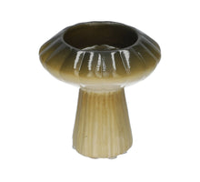 Theelicht Paddenstoel Russle met lijnen Groen D9 H9.5 cm Keramiek