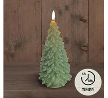 B.O.T 3D LONT JADE GROEN KERSTBOOM KAARS RUSTIEK WAX 9,5X20CM  2AAA / TIMER