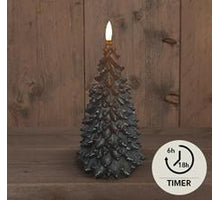 B.O.T 3D LONT ZWART KERSTBOOM KAARS RUSTIEK WAX 9,5X20CM  2AAA / TIMER