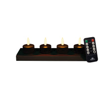 3D LED Candle, Rechargeable with Remote Control and Charging Station, D3.8H5CM, Black, Set of 4