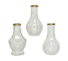 Vaas glas 3 assortie transparant H11,5 D8cm 2x5/1x6