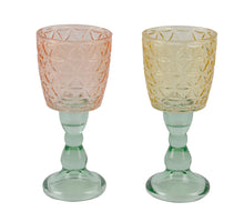 Tea light holder glass 2col ass dia7.6cm x H.16cm