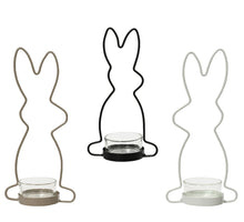 Tea light holder rabbit iron 3 colors assorted 9x5x18cm
