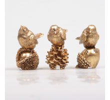 VOGEL OP NOOT 3 ASS 5X3X6 CM GOUD