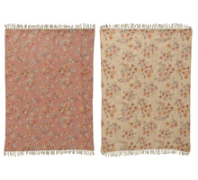 Throw polyester cotton dried flowers with tassels 2col ass 130x170cm