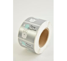 Rol etiket Merry Christmas (kerstman) 500 stuks