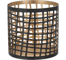 Tealight holder 6x6cm metal black/gold