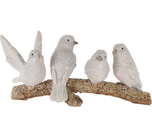 VOGELS OP TAK POLYRESIN 16X7X7CM WIT