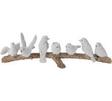 VOGELS OP TAK POLYRESIN 30X7X8CM WIT