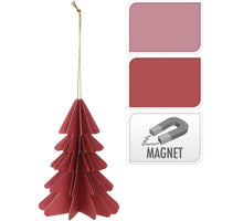 KERSTBOOM PAPIER HANGDECO 10CM ROOD/ROZE ASSORTIE