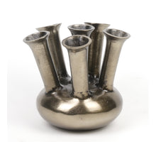 Trompetvaas aluminium Antiek Nikkel 22x22x20cm