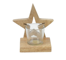 Tealight Star Mangowood H14cm