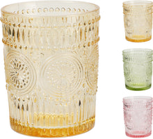 THEELICHTHOUDER/DRINKGLAS D8 H10CM 3 ASSORTIE KLEUREN