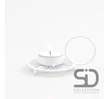 WIRE METAL TEA LIGHT HOLDER WHITE 11X8X6 CM