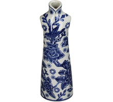 Vase Dress Porcelain Blue 10x8x31cm