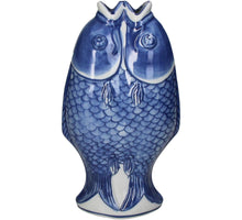 Vase Fishes Porcelain Blue 15x8x27cm