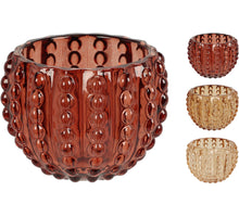 Glass Tealight Holder Ribbed D8 H6cm 3 Assorted Colors