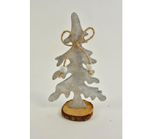 Houten kerstboom hanger grijs op voet naturel 15x9x5cm