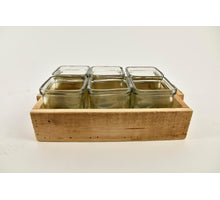 Houten krat met 6 accuglazen 29x19x9cm naturel